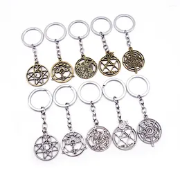 Sleutelhangers Anime Fullmetal Alchemist Sleutelhanger Magische Cirkel Sleutelhanger Sleutelhanger Mannen Accessoires Auto Ring Hanger Llaveros