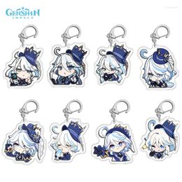 Llaveros Anime Genshin Impact Focalors Cosplay Llaveros Figura acrílica Furina Kawaii Llaveros Lindos Bolsos Llavero Colgante Fans Regalo