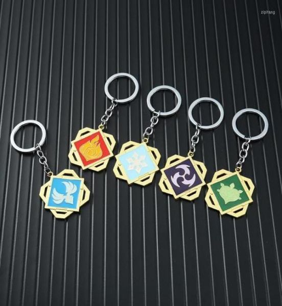 Keychains Anime Genshin Impact Kelechain Metal Chaveiro Eye of God 7 Car Key Chain Game Bijoux Llaveros9704217