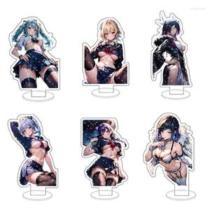 Porte-clés Anime Genshin Impact Raiden Shogun Cosplay Acrylique Figure Kamisato Ayaka Yelan Jeu Stand Signe Modèle Bureau Décor Fans Jouet Cadeau