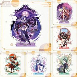 Porte-clés Anime Genshin Impact Xiao Cosplay Stand Style Acrylique Jeu Figure Raiden Shogun Modèle Bureau Décor Fans Collection Cadeau