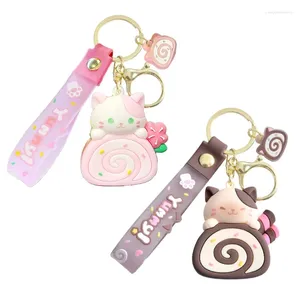 Porte-clés Anime porte-clés accessoire amusant gâteau rouleau sac pendentif porte-clés ornement accrocheur porte-clés pour sac à main livraison directe