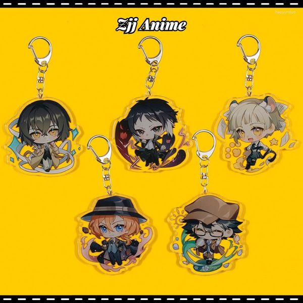 Porte-clés Anime Porte-clés Hommes Bungo Stray Dogs Pendentif Porte-clés Unisexe Élégant Titulaire Acrylique Bijoux Mori Ogai Llaveros Badge Cadeaux Ne