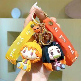 Porte-clés Anime Porte-clés Kamado Nezuko 3D Pendentif en caoutchouc Porte-clés Cosplay Accessoires Cadeau Bijoux207n