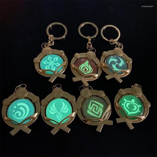 Porte-clés Anime Porte-clés Verre Lumineux Genshin Impact Vision Oeil de Dieu pour hommes Porte-clés de voiture Femmes Mignon Sac Pendentif Bague Cadeau