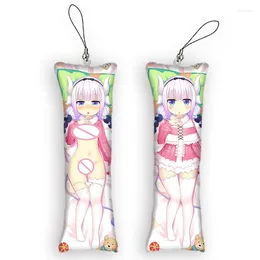 Porte-clés Anime Porte-clés Dragon de Miss Kobayashi Kanna Kamui Dakimakura Mini pendentif 2 côtés suspendus ornement mignon petit oreiller pendentifs