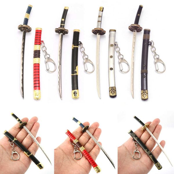 Keychains Anime Keychain Roronoa Zoro Sword Blade Chain Chain Ring Men Sac Car Keeschains Chaveiro Fashion Jewelry J230426
