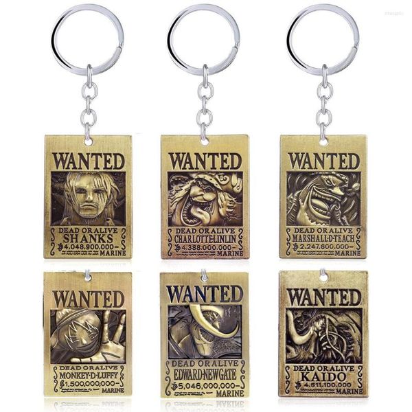 Porte-clés Anime One Piece Kaidou Luffy Linlin Edward Gate Teach Wanted Porte-clés Porte-clés Métal Hommes Bijoux En Gros