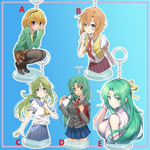 Porte-clés Anime Stand Keychain Higurashi When They Cry Ryuuguu Rena Sonozaki Mion Strap Keyring Double usage Décoration de bureau 8cm