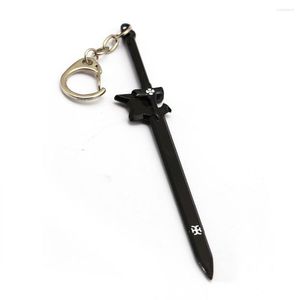 Keychains Arte de la espada del anime llavero Kirigaya Kazuto Black Metal Elucidator Scabbard Key Ring Car Pending Sao Chain Jewelry