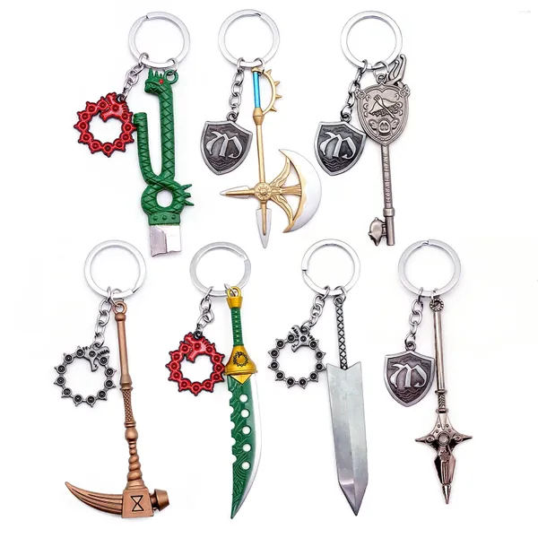 Porte-clés Anime les sept péchés capitaux, Meliodas Escanor Nanatsu No Taizai Axe, accessoires pour hommes, anneau de voiture