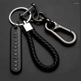 Keychains Anti-Lost Car Keychain Numéro de téléphone Carte de téléphone Courteille en cuir Bradied Corde Auto Véhicule de porte-clés Accessoires Accessoires pour mari