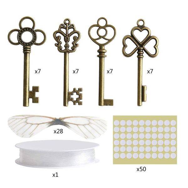 Porte-clés alliage antique clés volantes breloques pendentifs Vintage squelette bricolage artisanat Art fabrication de bijoux faveurs de fête de mariage D5QB
