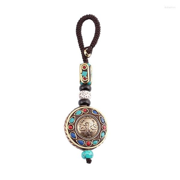 Porte-clés Antique Bronze Porte-clés Anneaux Vintage Éléphant OHM OM AUM Bouddha Pendentif Porte-clés Support De Voiture Chaîne Yoga Bijoux