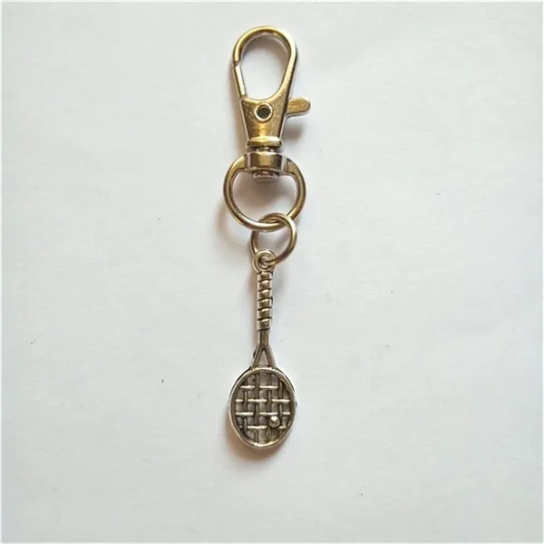 Keychains Antique Silver Color Tennis Keychain Racket Cadeau pour son amant Sports Gifts Player Team