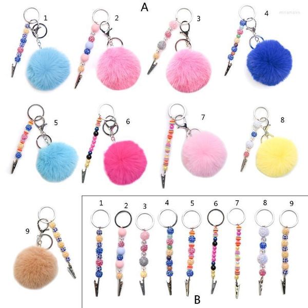 Keychains ATM Extracteur de carte sans contacteur Long Nail Keychain Havetchain Holder Business Clip avec faux pom miri22