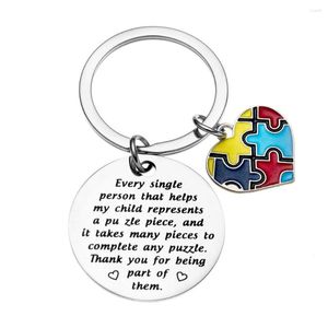 Keychains Autism Awareness Jigsaw Puzzle Keychain Hope kleurrijk stuk geprinte hanger Key Ring Gift Teacher Geschenken
