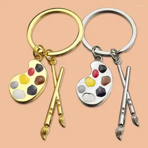 Keychains Bag auto hartvormige schattige sleutelhangschilder Palet Pendant Keychain Borstel Drawing Artist Key Chain Art Course Souvenir Gifts