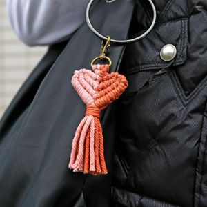 Porte-clés sac pendentif amour coeur porte-clés porte-clés gland bohème forme de support de voiture