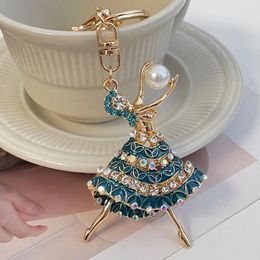 Kelechains Ballet Dancing Girl Keychain Rignestone Crystal Purse Car Chain Chain Chain Sac Decorative Keyring