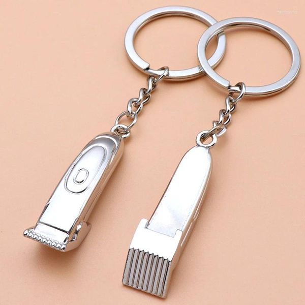 Keychains Barber Shop Hair Dresher Keychain Ciseaux Clipper Dryer Shaver Pendent Keyring Jewellery Gift