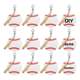 Porte-clés Baseball acrylique trousseau blanc kit 12 lanks pivotant lanière mousqueton avec porte-clés battes en bois blanc