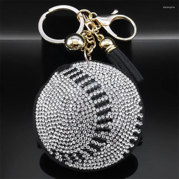 Llavero de llave de llave de béisbol llavero para mujeres aleaciones de rehinestona de rehinestona bacina de deportes accesorios de anillo de llavero kzzz261