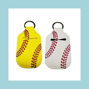 Keychains Baseball Lip Balm Keychain Holder Neopreen Large Rec Softbal Key Ring Chapstick Sleeve jongens Girls Ball Season Sports Drop DHWTP