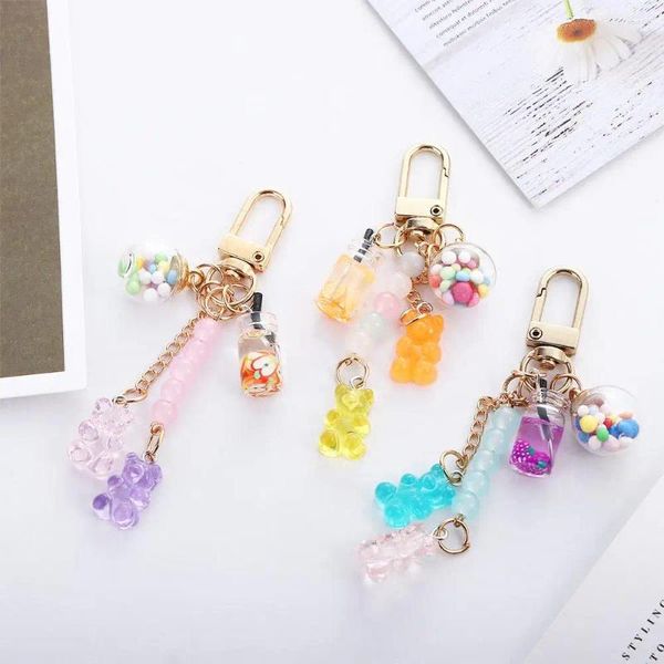 Llaveros Oso Llavero Lindo Resina Gummy Para Color Caramelo Animal Charms Niñas Joyería Llavero Colgante