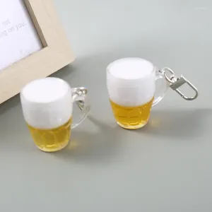 Porte-clés bière porte-clés tasse simulation boisson porte-clés pour hommes femmes sac de voiture pendentifs drôle amis cadeau fête