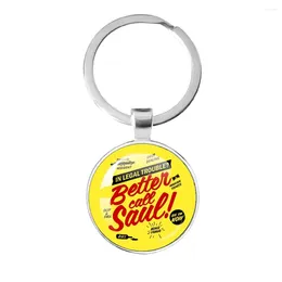 Keychains Better Call Saul 25 mm glas ronde sleutelhanger sleutelhange keten sieraden metalen houder cadeau voor dames mannen fans kinderen