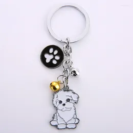 Kelechains Bichon Frize Dog Keychain Pet Key Chain Metal Metal Ring Bag Pendant Wholesale 24pcs / Lot