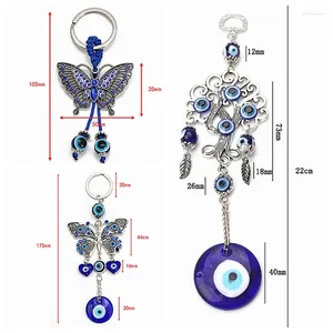 Keychains Big Blue Butterfly Key Chain Heart Devil's Eye Beads Keychain Ring Sac Car Hanging Wall Ornement 1PC