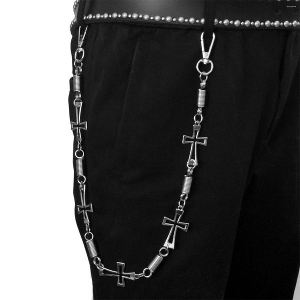 Porte-clés Chaîne de portefeuille de motard avec pantalon croisé Porte-clés en métal # 987