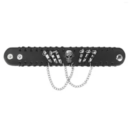 Keychains Black Men's Gothic Pu Leather Skull Skull Chain Troud Bracelets pour
