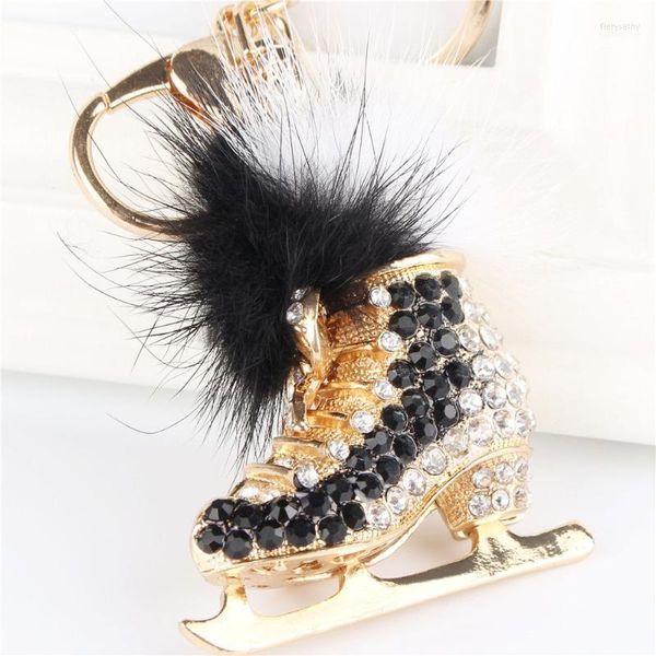 Porte-clés Noir Patins À Roulettes Chaussure Plume Pendentif Charme Strass Cristal Sac À Main Sac Porte-clés Porte-clés Accessoires Cadeau De Fête De Mariage Fier2