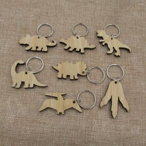Porte-clés en bois vierge porte-clés animal sauvage Dino dinosaure forme porte-clés pour articles laser gravables cadeaux personnalisés