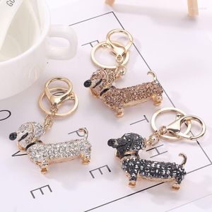 Keychains Bling Dog Dachshund Keychain Handtas Purse hanger autohouder Key Ring Sieraden Enek22