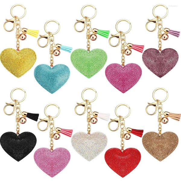 Porte-clés Bling strass coeur forme paillettes cristal gland porte-clés pour femmes filles