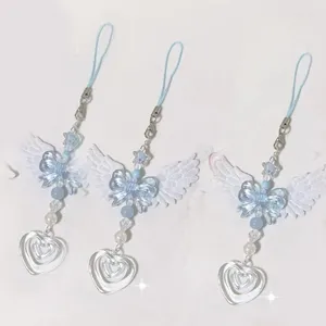 Porte-clés Blue Angel Wing Téléphone Pendentif Chaîne Porte-clés Pour Écouteurs Livres Sac