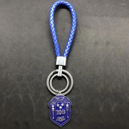 Sleutelhangers Blue Sorority Society ZETA PHI BETA Sisterhood Shield Badge Logo Hanger Lederen sleutelhanger