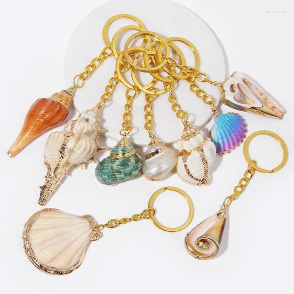 Keychains Bohemia Natural Shell Keychain for Women Men Handbag Hangle Carr Sportor de llave Conch Accesorios de joyería de llaves Regalo de recuerdo de playa