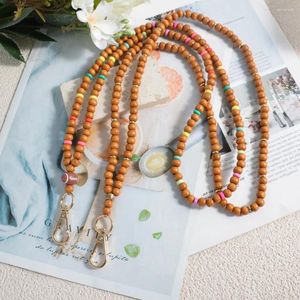 Porte-clés Boho Bois Collier de perles Lanière Porte-carte Élastique Porte-clés Unisexe Perles ID Tournesol Enseignant Charme Cadeau