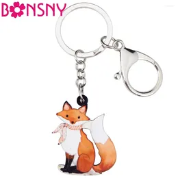 Porte-clés Bonsny Acrylique Anime Dessin animé Élégant Fox Porte-clés Porte-clés Pour Femmes Fille Sac Bourse Voiture Dames Pendentif Portefeuille Charms Cadeau