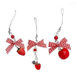 Keychains Bowknot Téléphone charme de tomate Sac pendentif accessoire élégant longe de fraises pour décoration de porte-clés f19d