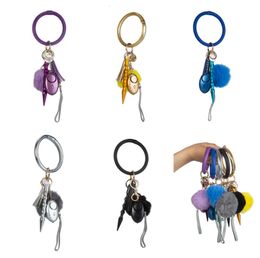 Keychains Bracelet Key Ring Alarm Protection en cuir Chaîne Key Tassel Pendant Bangle Chandon