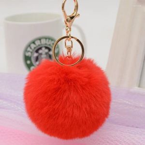 Llaveros Marca Fluffy Fur Pompom 8 cm para BagsCars Charm Real Natural Balls Imitación Llavero K005-Grey Llavero Mujeres