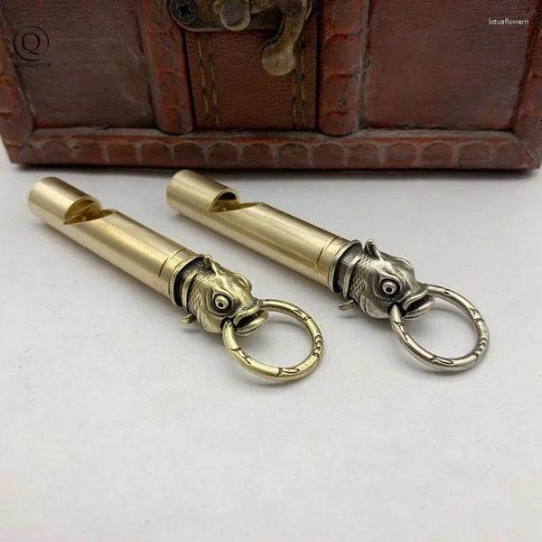 Porte-clés en laiton africain Piranha sifflet voiture porte-clés pendentif pur cuivre conception originale rétro créatif porte-clés accessoires faits à la main
