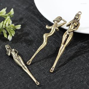 Keychains Brass Keychain Pick Ear Tool Gadgets voor mannen Creative Car Mirror Chain Pendant Goddess