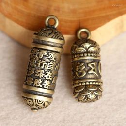 Porte-clés en laiton pur cuivre coeur Sutra six caractères Mantra écriture creux petit pendentif voiture porte-clés mâle